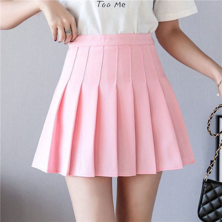 White Women Pleated Skirts Summer High Waist Zipper Girls Dancing JK Mini Skirts Black Fashion Student A Line Faldas 2024