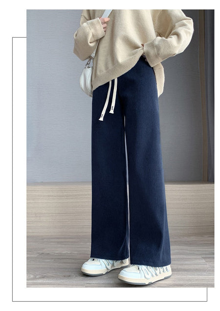 Women Long Pants Spring Autumn Women Elastic Waist Stright Long Wide leg pants 2024 Casual Female Long Pants Trousers