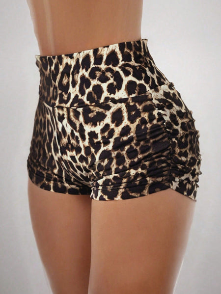 Women's leopard print fashionable hot pants, Y2K shorts