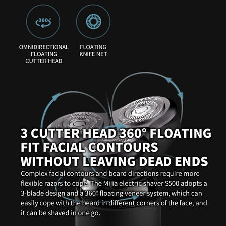 XIAOMI MIJIA S500 Electric Shaver Dry Wet Shaving Triple Blade Trimmer Beard Floating Head Men's Shaver Electric Razors Machine