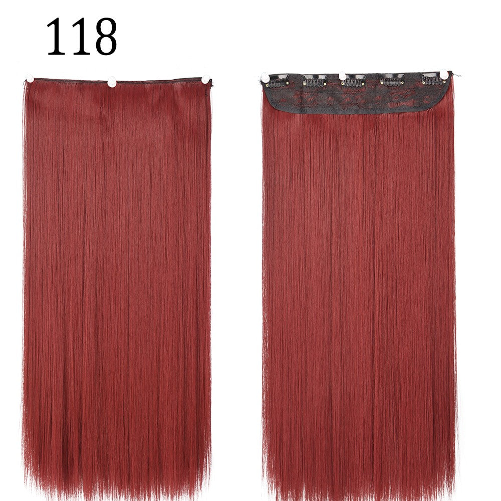 Synthetic Long Straight 5 Clip In Hair Extensions 22’‘ High Resistant Temperature Fiber Black Brown Blonde Hairpiece