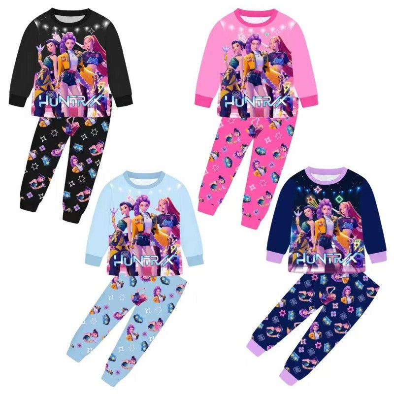 KPop Demon Hunters Movie Peripheral Pajama Set Kawaii Long Sleeve Long Pants Anime Costume Children's Toy Christmas Gift