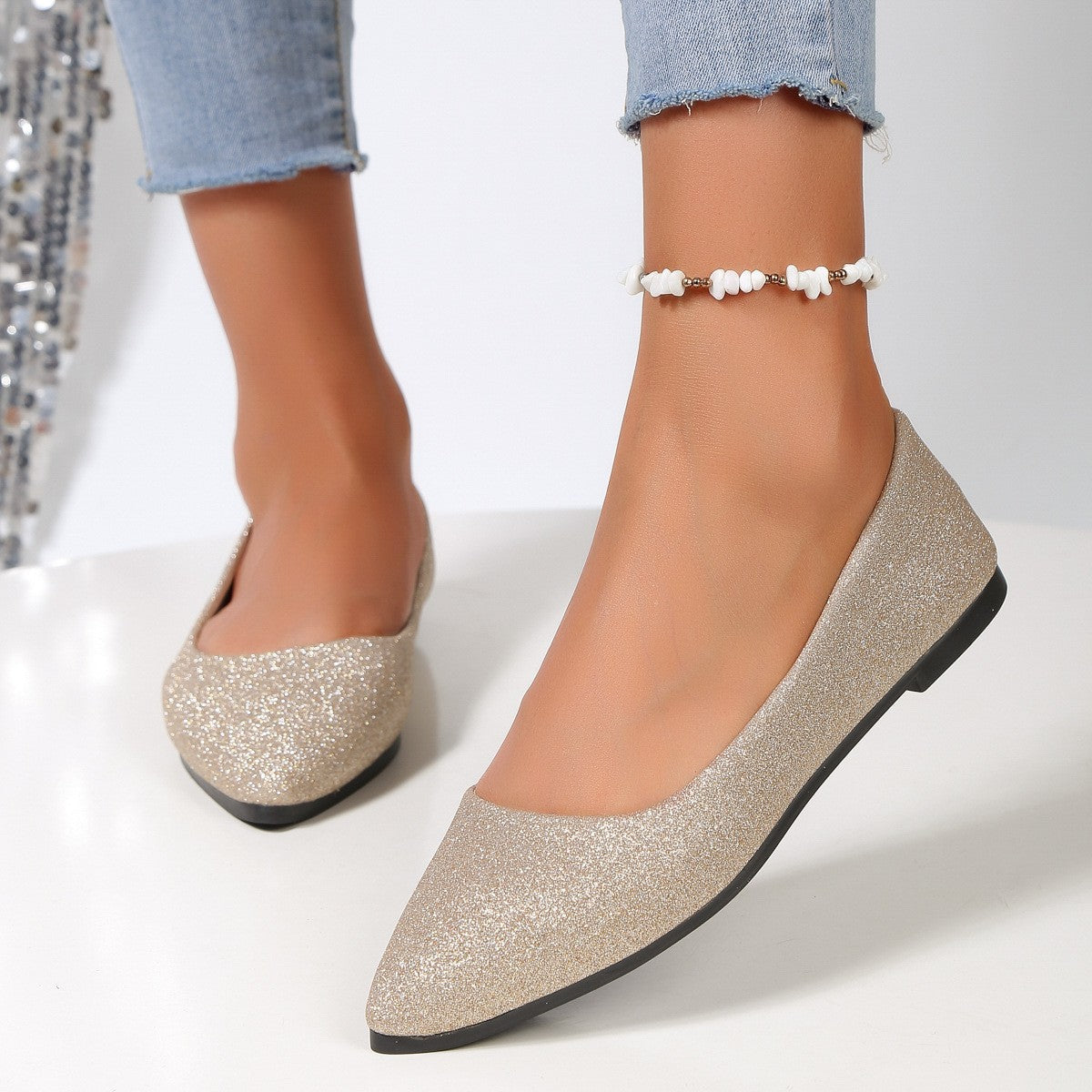 2024 Fashion Slip on Loafers Breathable Summer Ballet Shallow Flats Women Soft Bottom Pointed Toe Boat Shoes Plus Size 43