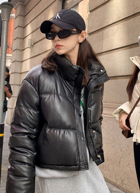 Autumn Winter Warm PU Jackets Fashion Women Long Sleeve Korean Thick Loose Coats Casual Office Lady Commute Lapel New Outerwear