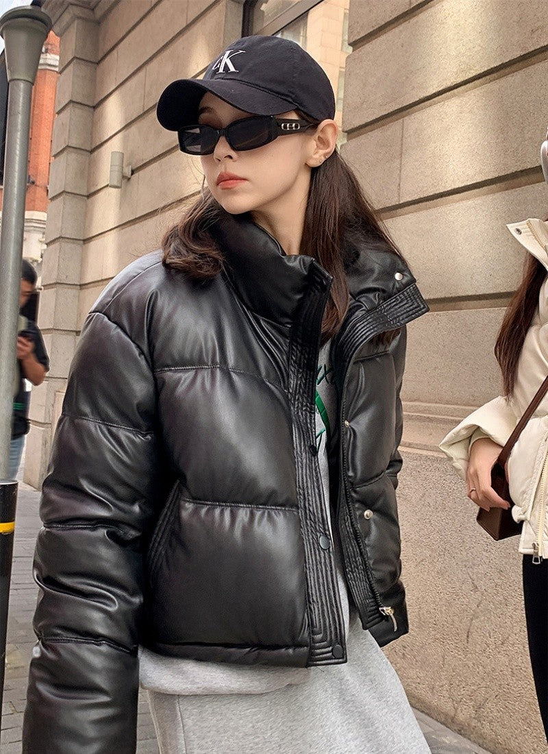 Autumn Winter Warm PU Jackets Fashion Women Long Sleeve Korean Thick Loose Coats Casual Office Lady Commute Lapel New Outerwear