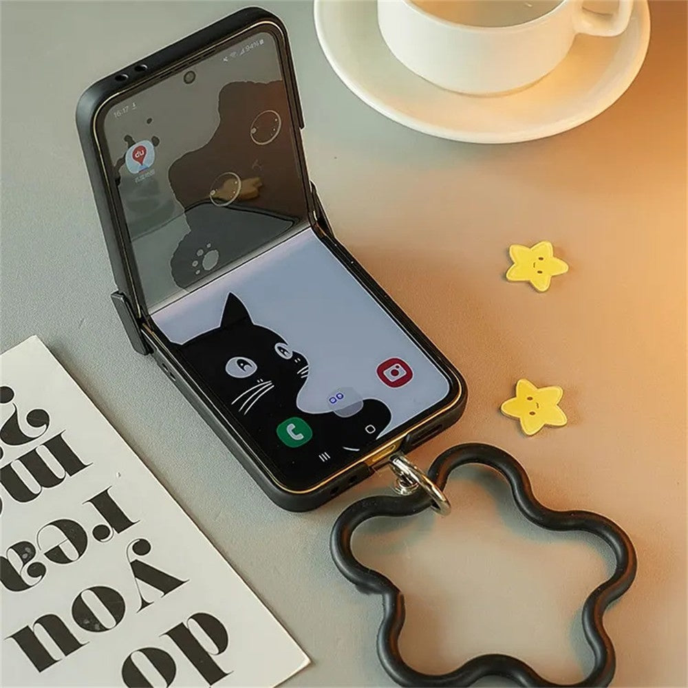 Korean Japan Cute Cat Ears Black Phone Case For For Motorola Razr 60 50ultra Razr 40 Ultra For Samsung Galaxy Z Flip 7/6/5/4/3