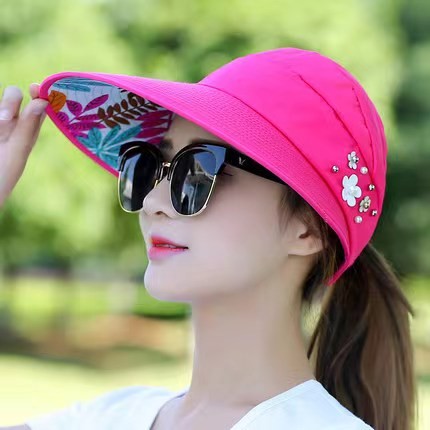 Summer Sun Protection Folding Sun Hat For Women Wide Brim Cap Ladies Beach Visor Hat Girl Holiday UV Protection Sun Hat