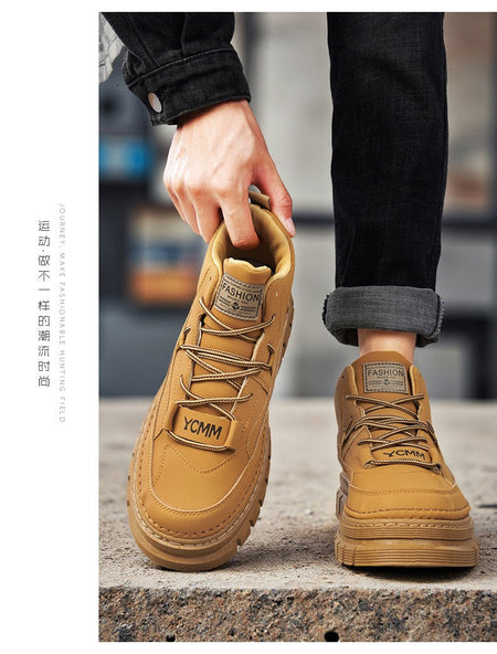Men's boots four season high-top Joker thick-sole casual boots soft-sole non-slip comfort outdoor boots fashion youth work boots