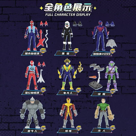 Blokees Hobie Brown Spider-Man Green Goblin Sandman Electro Shocker Spider-Man 2099action Figure Assembly Collection Toys Gifts