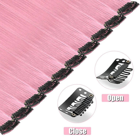 Clip in Hair Extensions Colored Party Highlights 22 inches 6pcs/pack Multi-colors Straight Hair Synthetic Hairpieces Royal Blue