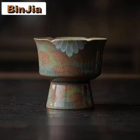 Hand-painted Cracked Glaze Chrysanthemum Fruit Tray Chinese Tall Bowl Dishes Boutique Plates For Food Serving Ornaments 120ml