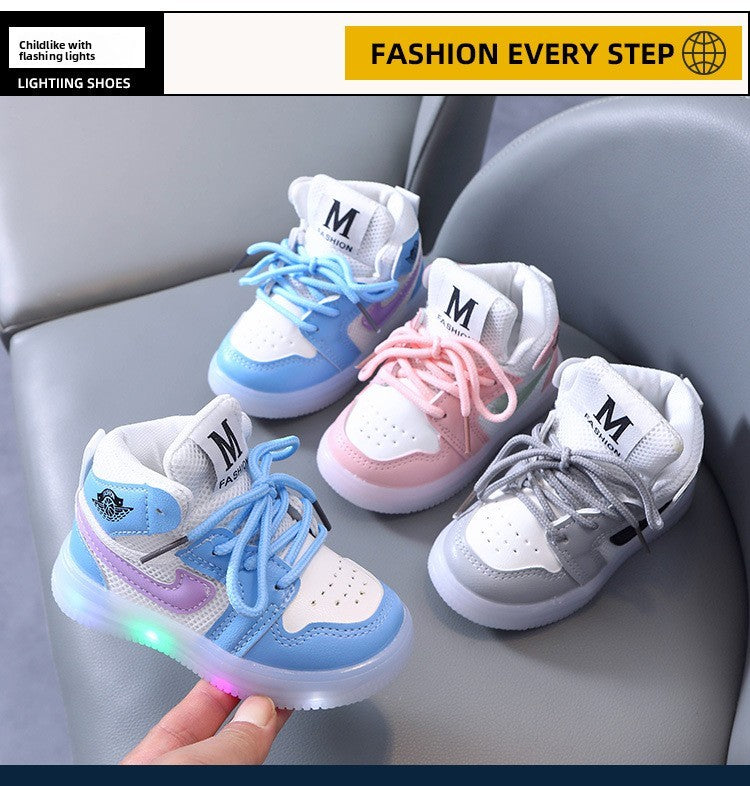 Children Shoe Spring and Autumn Boys Girls Lighted Sneakers Glowing Shoe Soft Soled Breathable Casual Infant Toddler Shoes