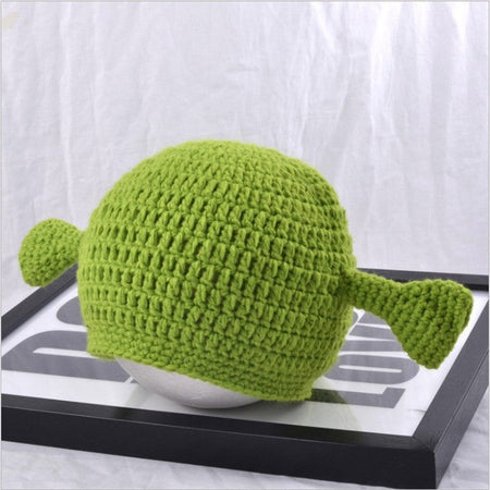 Unisex Balaclava Monster Shrek Hat Wool Winter Warm Knitted Hats  Green Funny Beanie Skullies Cap for Women Men Pure Handmade