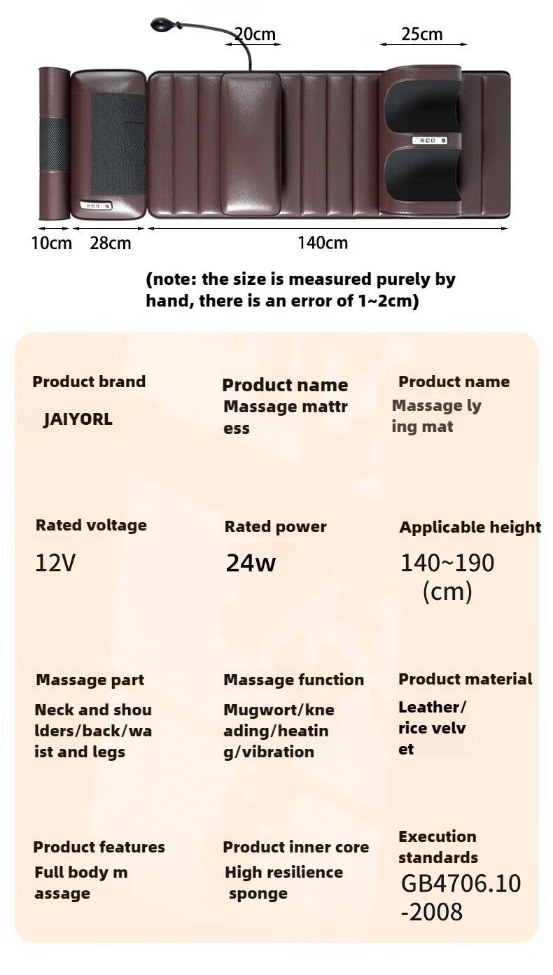 Electric Full Body Massage Mattress With Heating Hand Control Shoulder Neck Waist Airbag Back Kneading vibration Massage Cushion