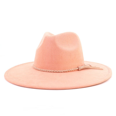 Suede Top Hat 9.5cm Wide Brim Fedora Hat Men Women Autumn Winter Felt Jazz Hats Classic Church Fedoras Chapeau Sombrero Mujer