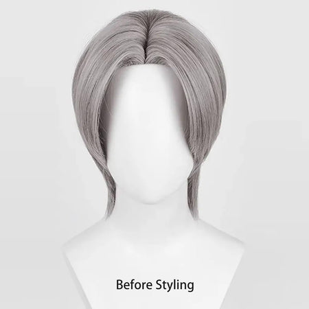 Unisex Short Blonde Wig for Cosplay Costumes Synthetic Fiber Wig with Bangs Halloween Party Anime Wig