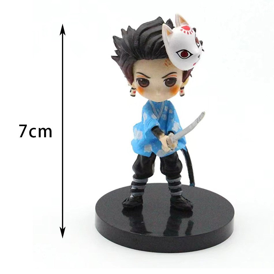 6pcs Anime Demon Slayer Figure Nezuko Tanjirou Zenitsu Inosuke Kyoujurou Giyuu Kawaii Qposket Figural PVC Model Toy Collect Gift