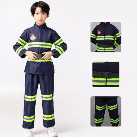 Children's Firefighter Performance Costume Kids Sets Boys and Girls Cosplay Fireman Clothes Festival Stage Show Clothes