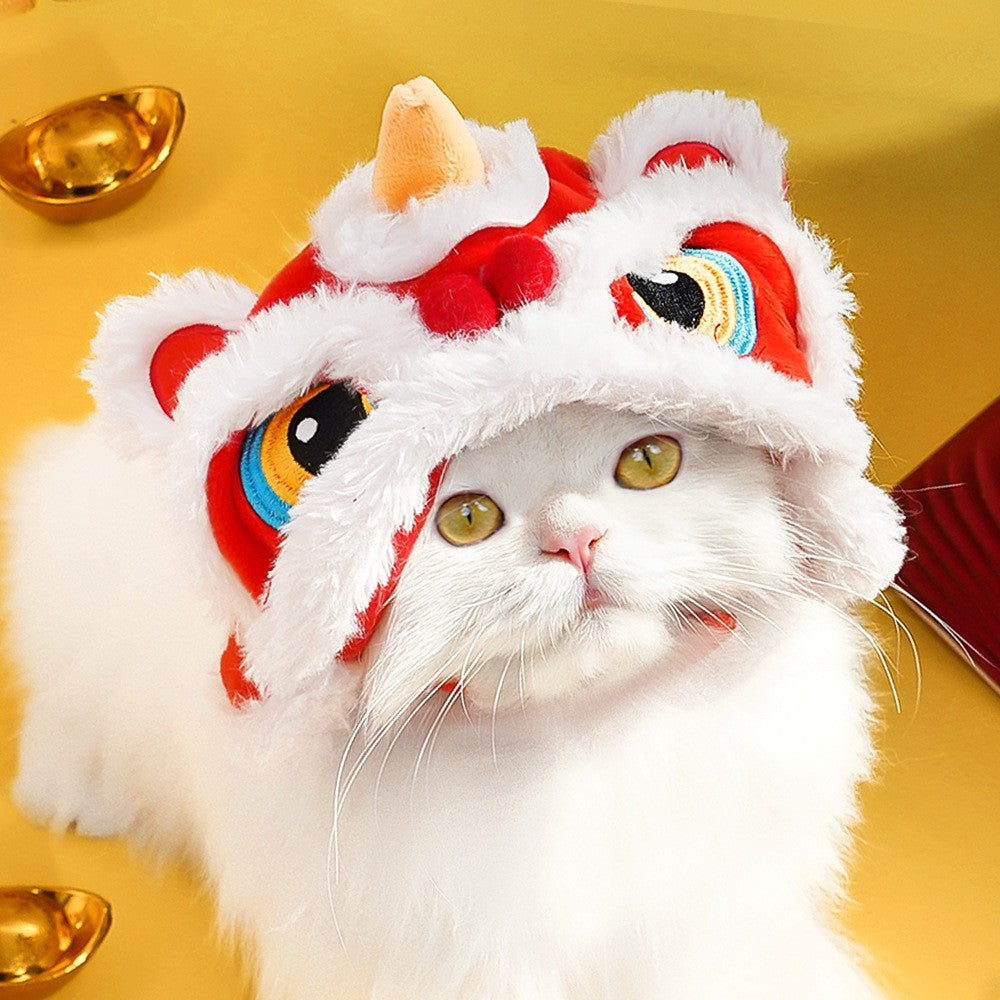 Pet New Year's Tiger Head HatAutumn and Winter Warm Dogs and Cats Funny Transform Headgear Headwear Supplies