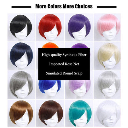 Snoya 30cm synthetic short Wig purple blue red yellow high temperature fiber Wig Costume Party Cosplay Wig 23 colors
