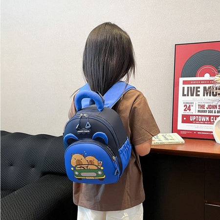 Kawaii Cartoon Capybara Backpack Nylon Lightweight Capybara School Bag Large Capacity Multi-pocket Kindergarten Backpack