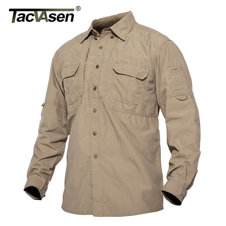 TACVASEN Mens Long Sleeve Shirts Summer Lightweight Quick Drying Shirt Hiking Nylon Shirts Long Sleeve Outdoor Work Cargo Shirts
