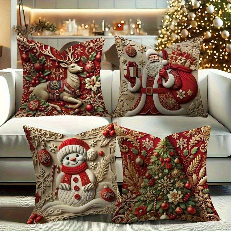 1pcs 2D Christmas Pillow Cover Xmas Party Decoration 2025 Xmas Holiday Santa Claus Pillow Cover Navidad Natal New Year Gift 2026