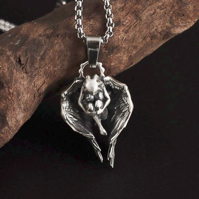 Silver-Plated Anime Mecha Beautiful Girl Girl Pendant Necklace Men and Women Hip-Hop Rock Punk Trendy Jewelry Gift