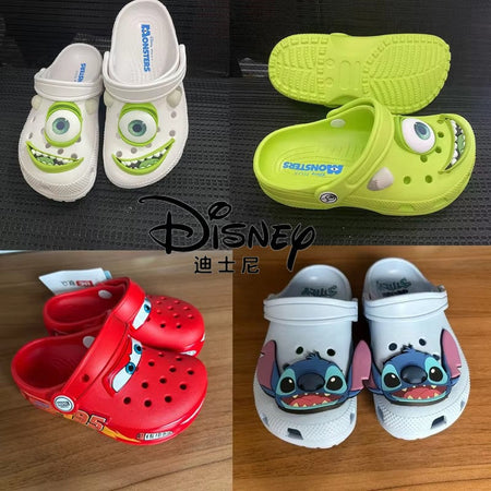 Disney Mcqueens Pixar Cartoon Solid Waterproof Slippers Hole Sandals Outdoor Sand Sandals Casual Breathable EVA Adult Shoes Gift