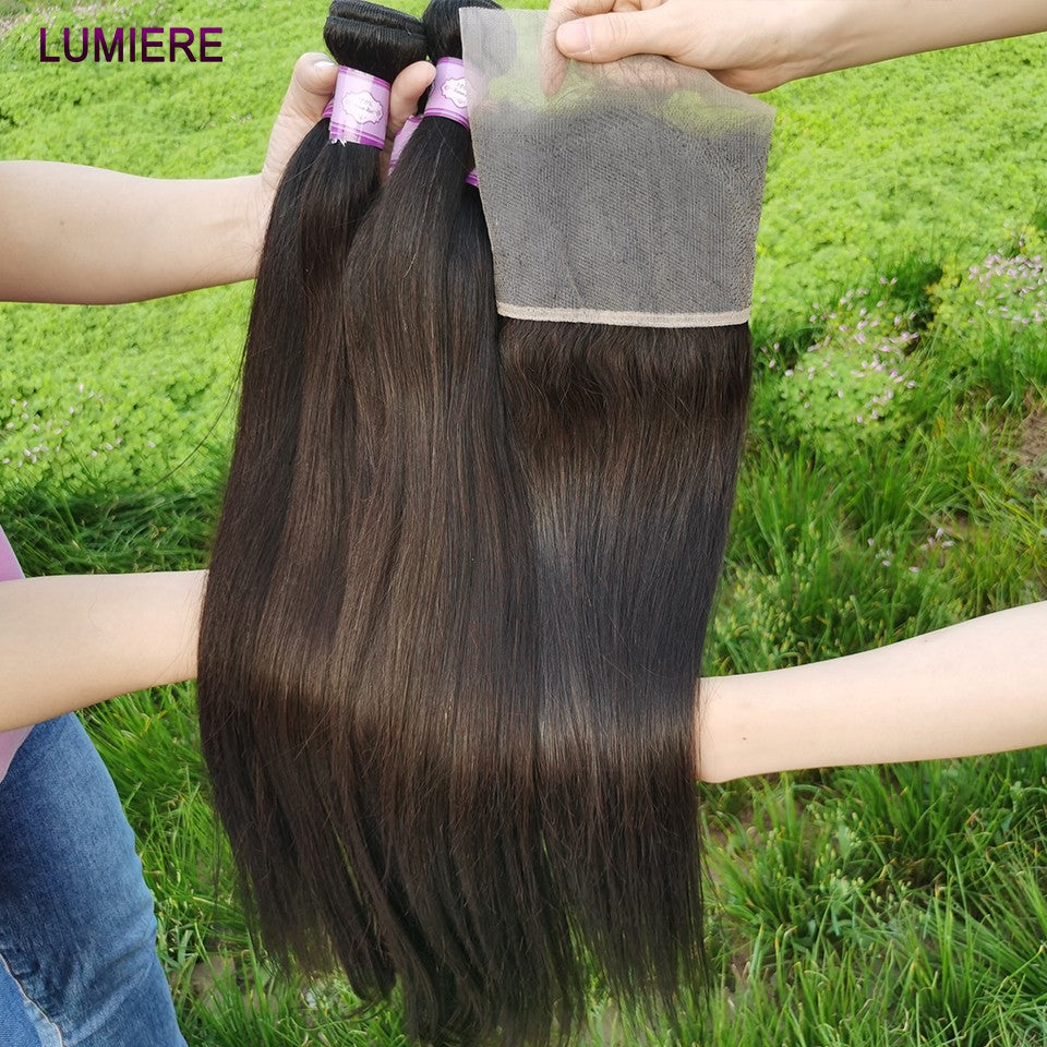 8-40" Bone Straight Human Hair Bundles 1/3/4 PCS Brazilian Hair Weave Raw Human Hair Bundles Deal Virgin Hair Extensions Lumiere