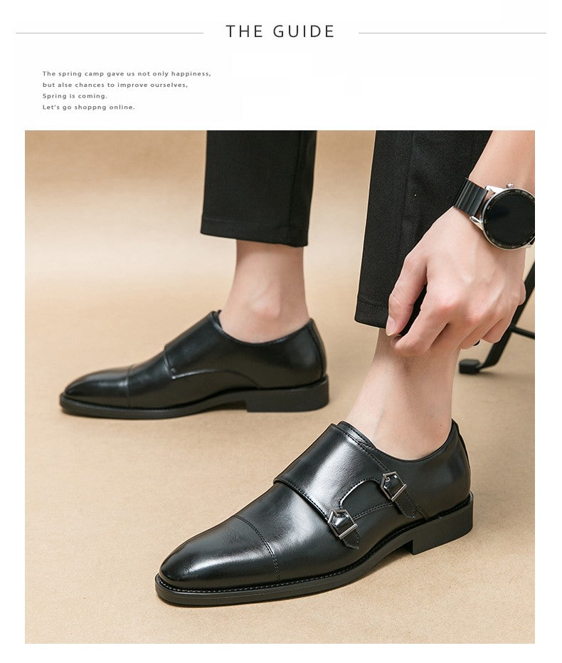 Large size men's three-point casual leather shoes men's leather business gentleman British style dress men Mengke shoes