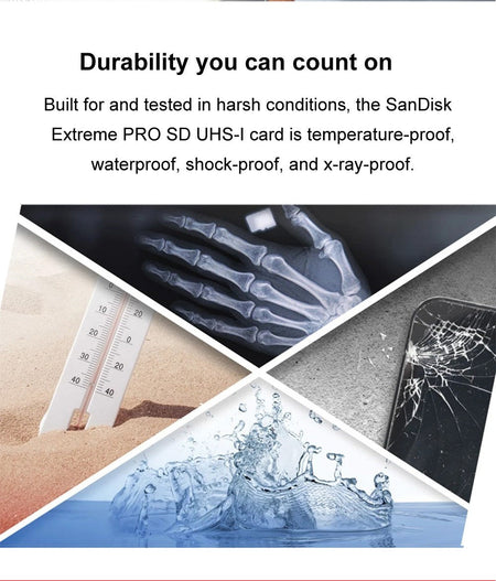 SanDisk SD Card 32GB SDHC 64GB 128GB 256G SDXC SD Card C10 Memory Cards Up to 200MB/s Read U3 V30 Flash Cards 4K UHD for Camera