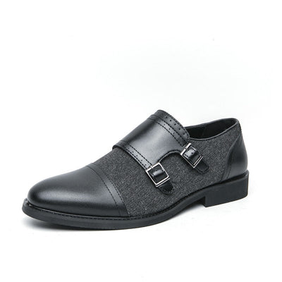 Spring Italian Double Button Loafers High-quality Blue Leather Shoes for Men Men Leather Shoes Patent Mens Wedding Dress Shoes