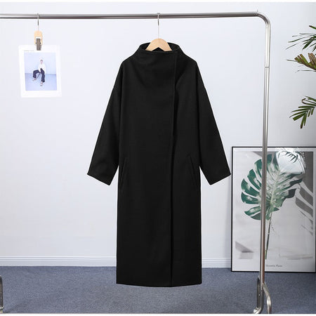 Fashion Loose Women's Trench Coat Stand Collar Batwing Sleeve Oversized Long Coats 2025 New Autumn Casual Street Chic Outwear