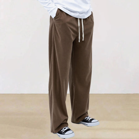Mens Corduroy Joggers Pants Casual Cargo Pants Drawstring Elastic Waist Baggy Tapered Sweatpants with Pockets Outdoor Sweatpants