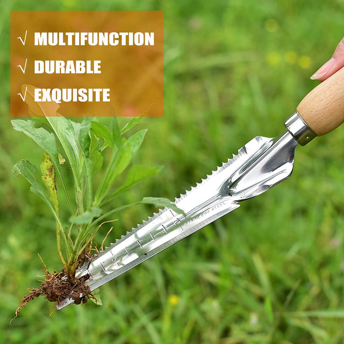 1pc Weed Puller,Garden Crack Weeder,Easily Remover Weed Tool for Yard Hoe Gardening Tools,Stainless Steel,Rake Sharp Tines
