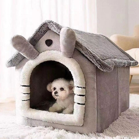 All Season Dog House Style Bed - Removable Washable Pet Bed for Small Dogs Teddy Winter Warm Cat Dog House
