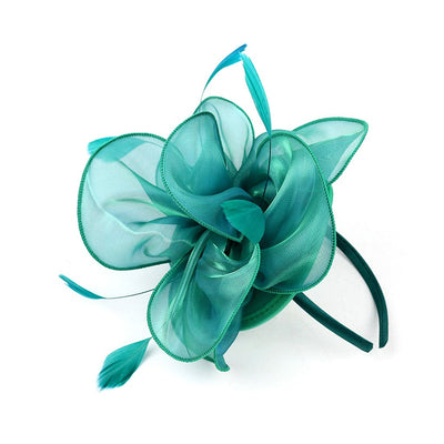 New Women's Organza Fascinators Feather Flower Kentucky Derby Hat Headdress Pillbox Hat for Wedding Tea Party Headwewar Clips