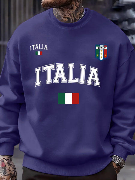Italia Italian Flag Design Men Sweatshirt Creative Fleece Streetwear Fashion Clothes Autumn Hip Hop Pullovers Casual Tops