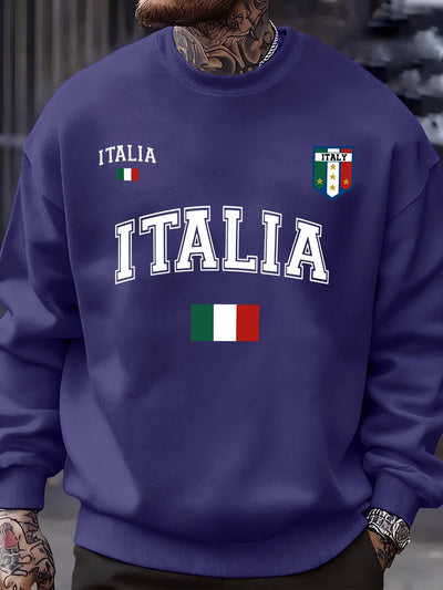 Italia Italian Flag Design Men Sweatshirt Creative Fleece Streetwear Fashion Clothes Autumn Hip Hop Pullovers Casual Tops