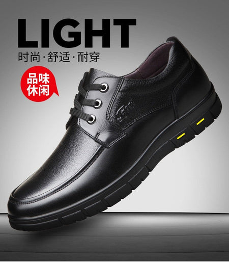 Hot Sale Men Genuine Leather Casual Shoes Soft Sole Lace-up Luxury Brand Middle-aged Old Man Dad Lightweight Loafers Shoes