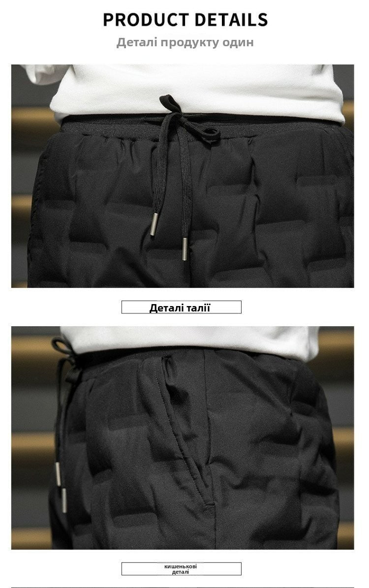 Men's down Cotton Trousers Windproof Waterproof Warm Winter Sports Loose Snowy Long Pants Youth Casual Faion Trendy  C...