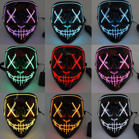 Wireless Scary Glowing Mask LED Luminous Purge Mask Halloween Horror Neon Light Up Cosplay Party Mask Fstival Costume Supplies