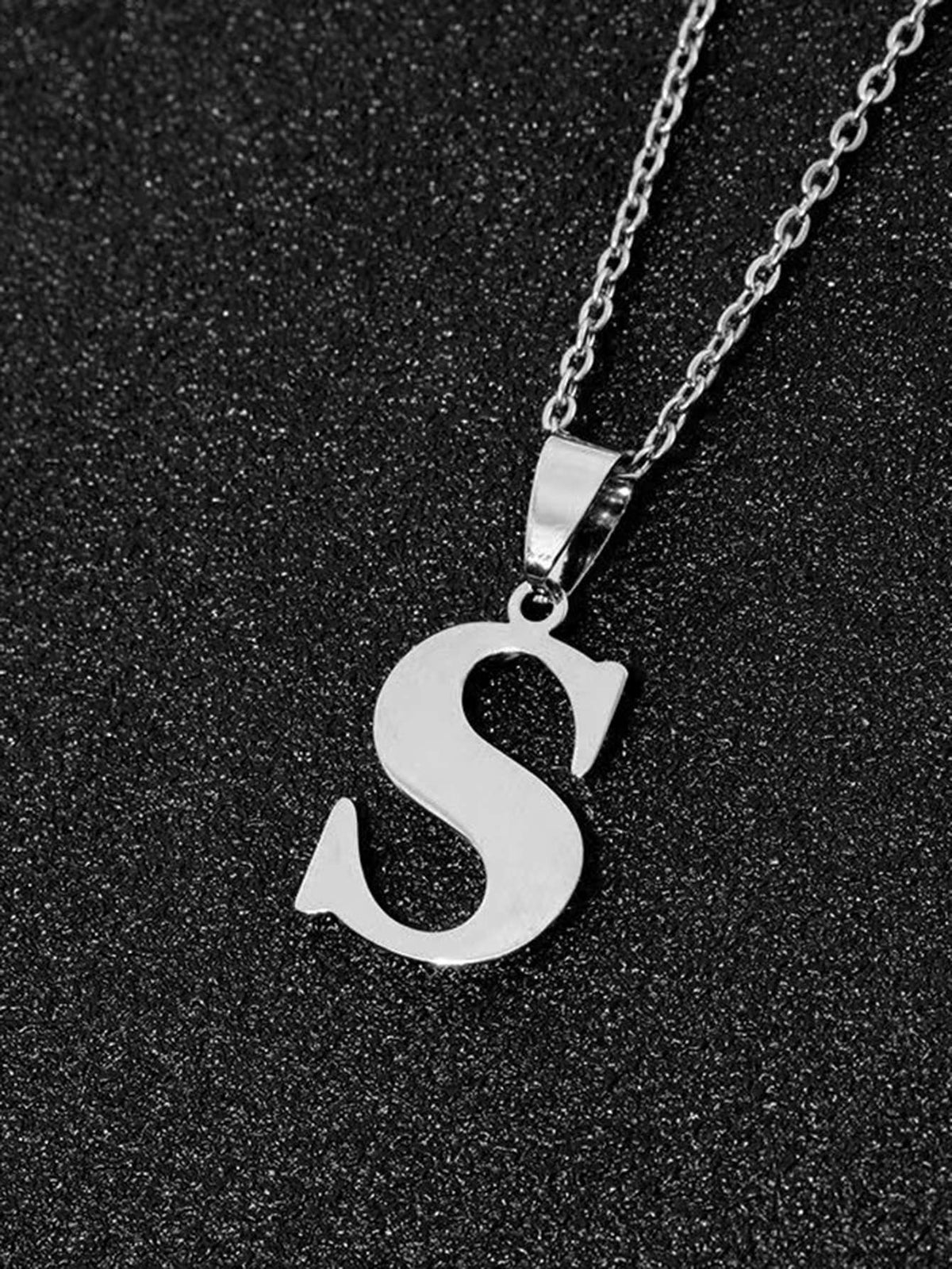 DGIDDK Stainless Steel Fashion Simple A-Z Small Letter Necklace Initial Pendant Fine Chain Alphabet Men Women Jewelry Gift