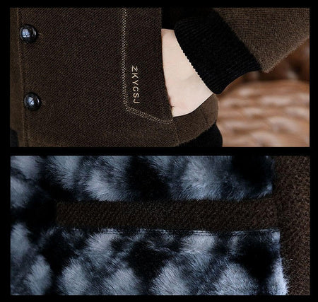 2024 Winter Woolen Jacket for Men Thick and Plush Warm Lapel Trench Coat Casual Business Wool Blends Social Streetwear Overcoat