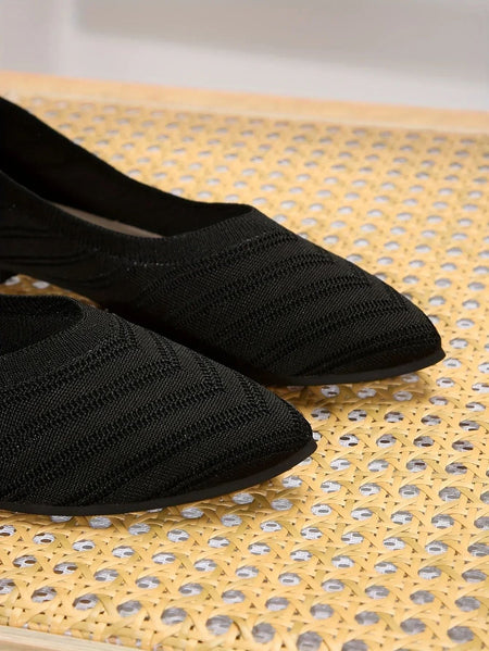 Women's Pointed Toe Flat Shoes Solid Color Knitted Slip on Shoes Casual Breathable Ballet Flats Women Flat Shoes Loafers Women