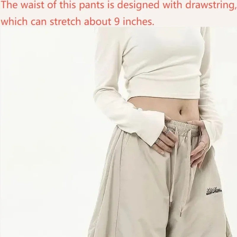 Retro Y2K Hip Hop Streetwear Casual Chic Matching Sweatpant Oversize Women's Wide Leg Pant Low Waist Drawstring Lady Cargo Pants