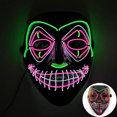 Scary Wireless Glowing LED Mask Halloween Party Supplies Neon Purge Mask Cosplay Luminous Face Masks Carnival Festival Props