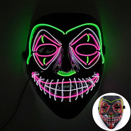 Scary Wireless Glowing LED Mask Halloween Party Supplies Neon Purge Mask Cosplay Luminous Face Masks Carnival Festival Props