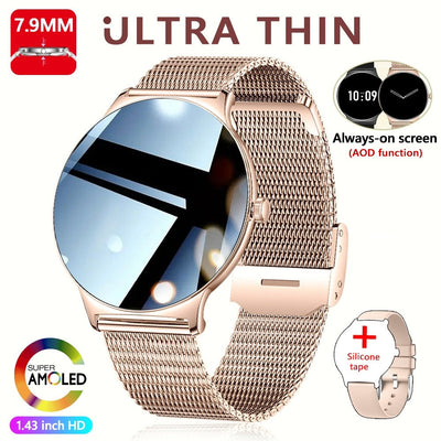For Huawei New Ultra Slim AMOLED Smart Watch Women Screen Always Display Time Heart Rate BT Calling High-end Fashion Smartwatch